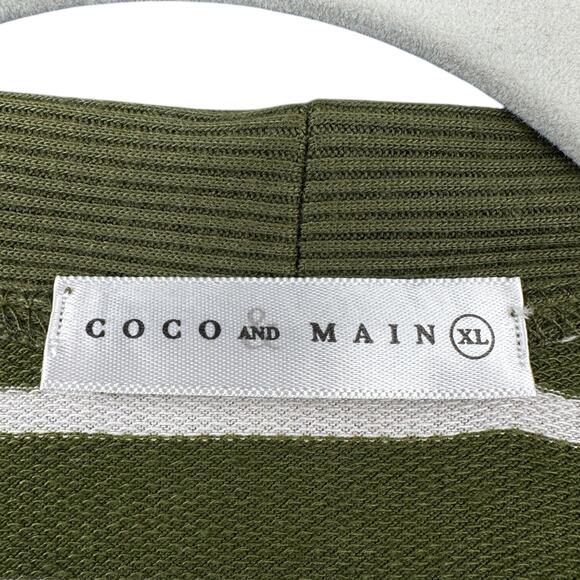 COCO AND MAIN Green White Striped V-Neck Button‎ Down Long Sleeve Cardigan XL - Picture 3 of 7